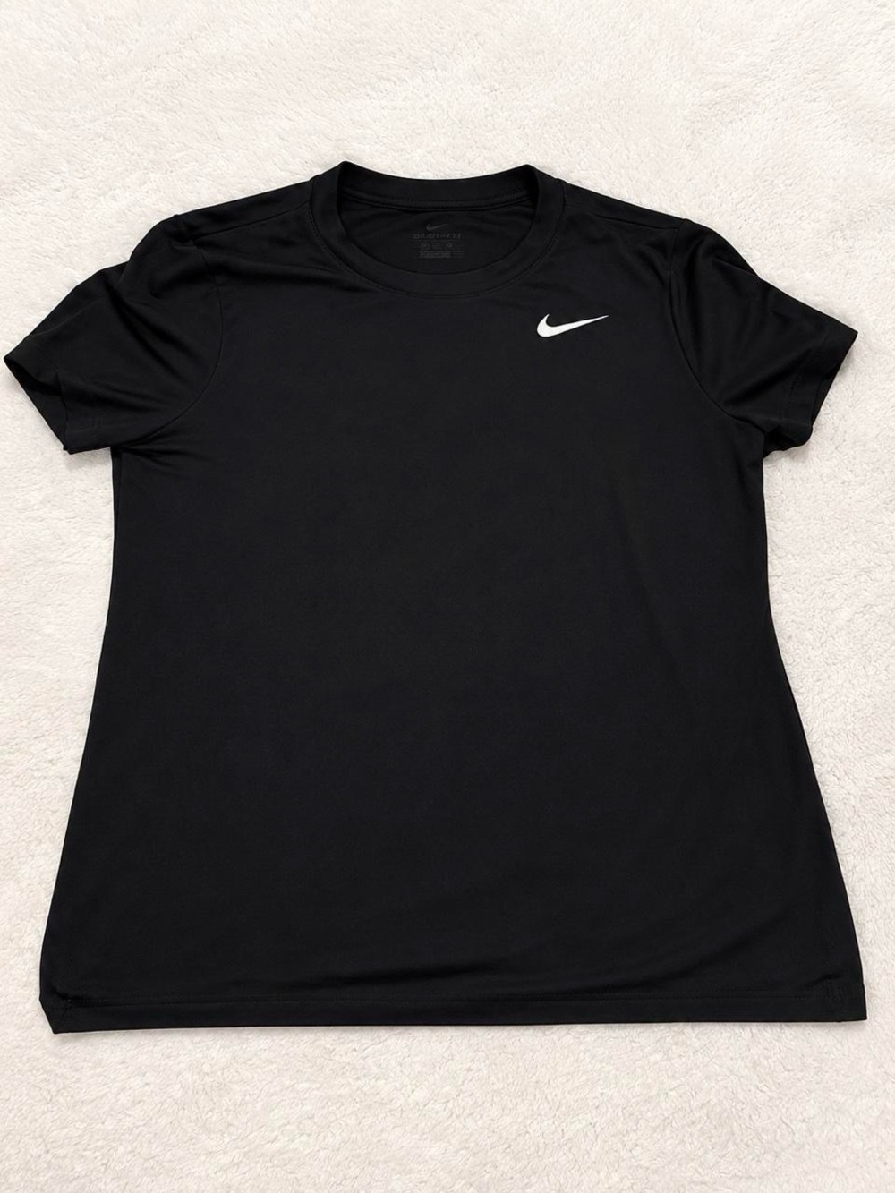 Nike Black Short Sleeve Performance Tee with White Swoosh